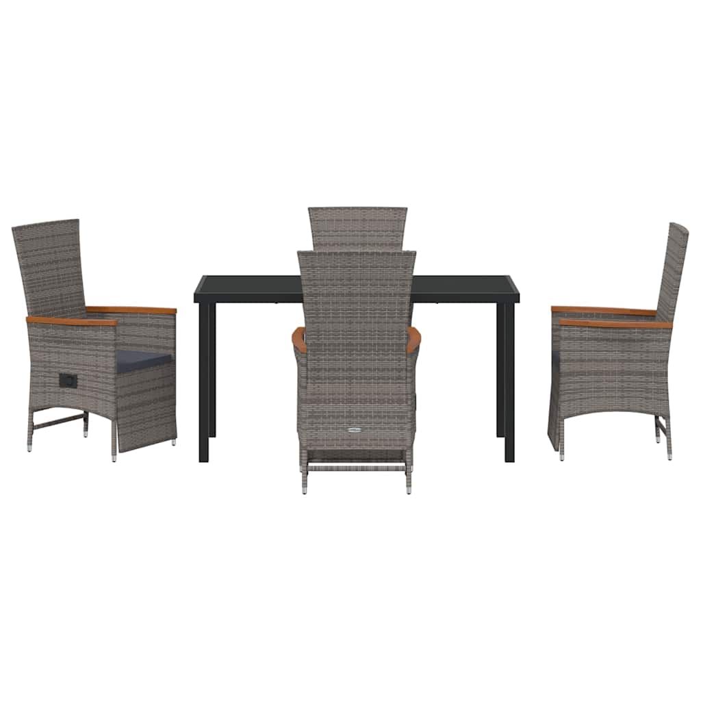 Have Spisebordssæt 5 stk. Grå polyrattan