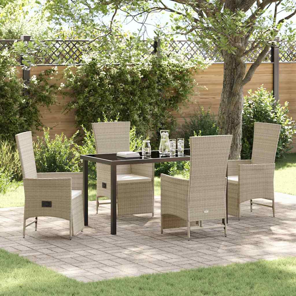 Have Spisebordssæt 5 stk. Beige polyrattan