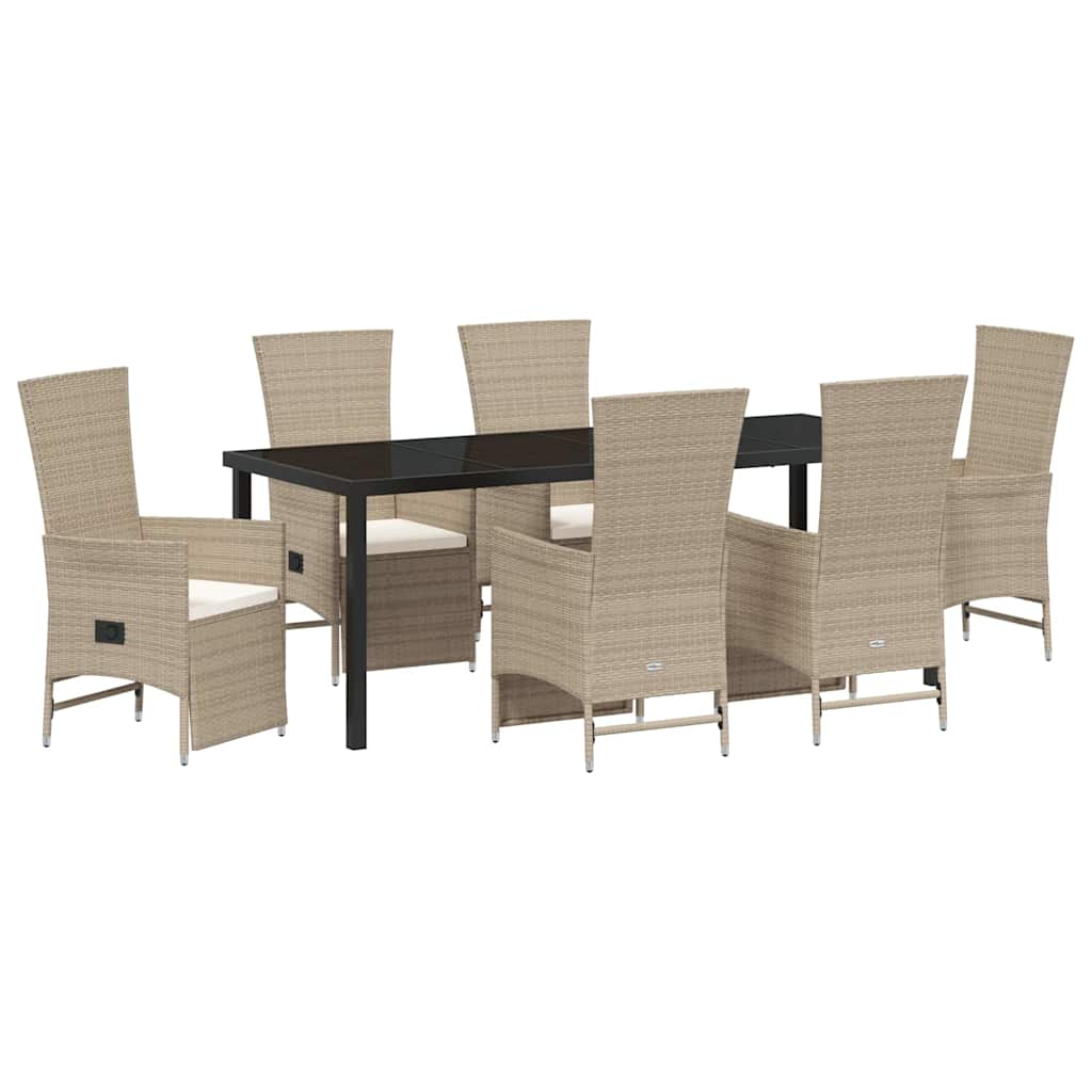 Have Spisebordssæt med pude 7 pcs Beige polyrattan