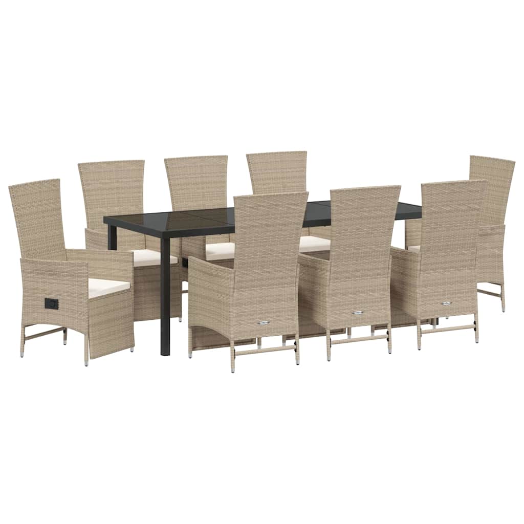 Have Spisebordssæt med pude 9 pcs Beige polyrattan