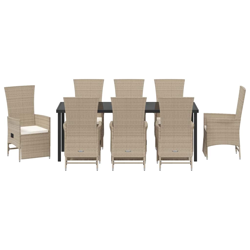 Have Spisebordssæt med pude 9 pcs Beige polyrattan