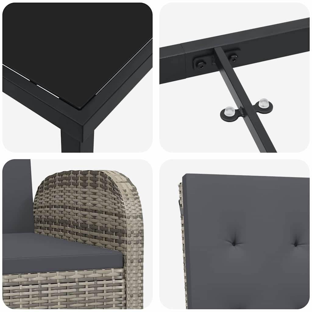 Have Spisebordssæt 5 stk. Grå polyrattan