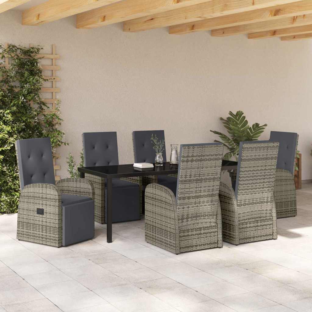 Have Spisebordssæt med pude 7 pcs Grå polyrattan