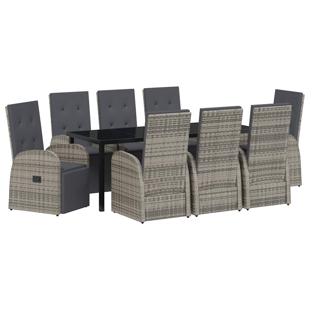 Have Spisebordssæt med pude 9 pcs Grå polyrattan