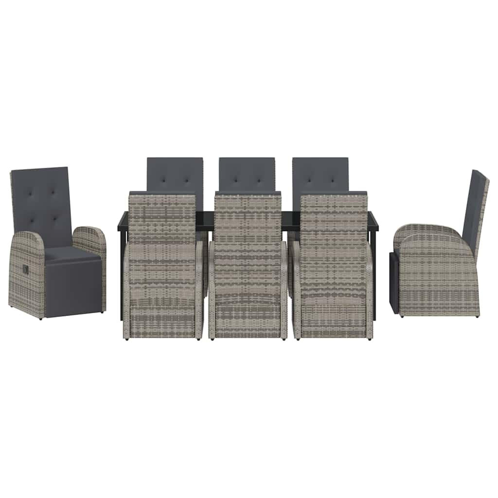 Have Spisebordssæt med pude 9 pcs Grå polyrattan