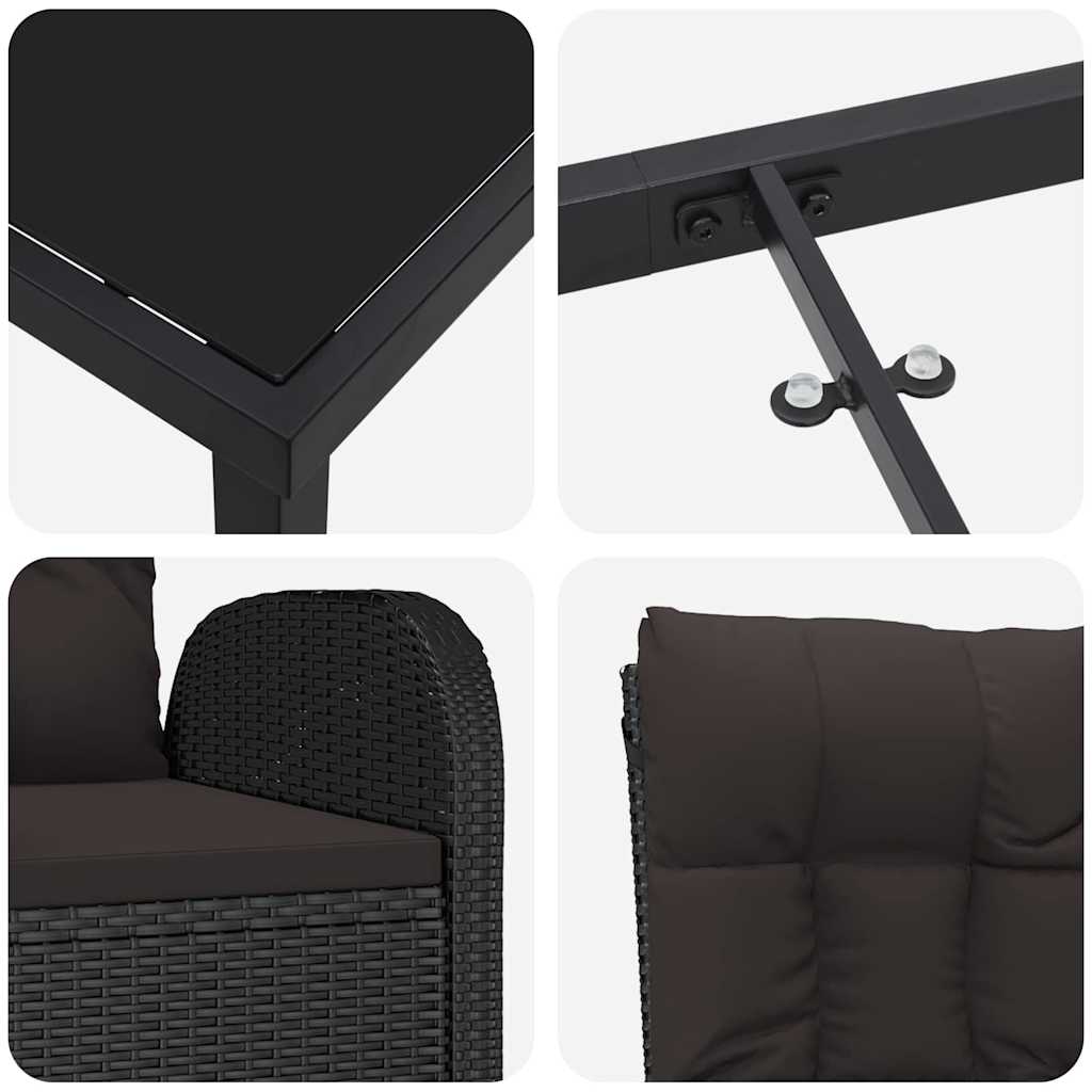 Have Spisebordssæt 5 stk. Sort polyrattan