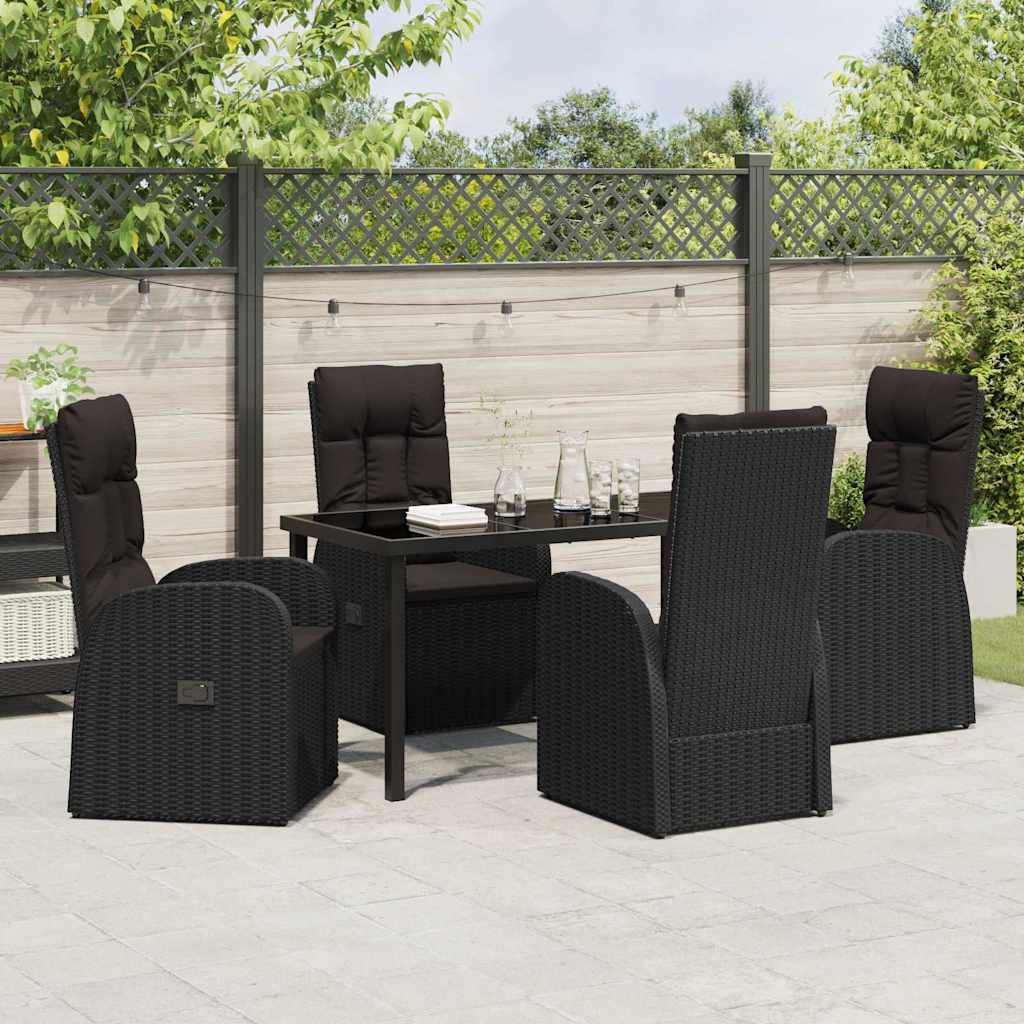 Have Spisebordssæt 5 stk. Sort polyrattan