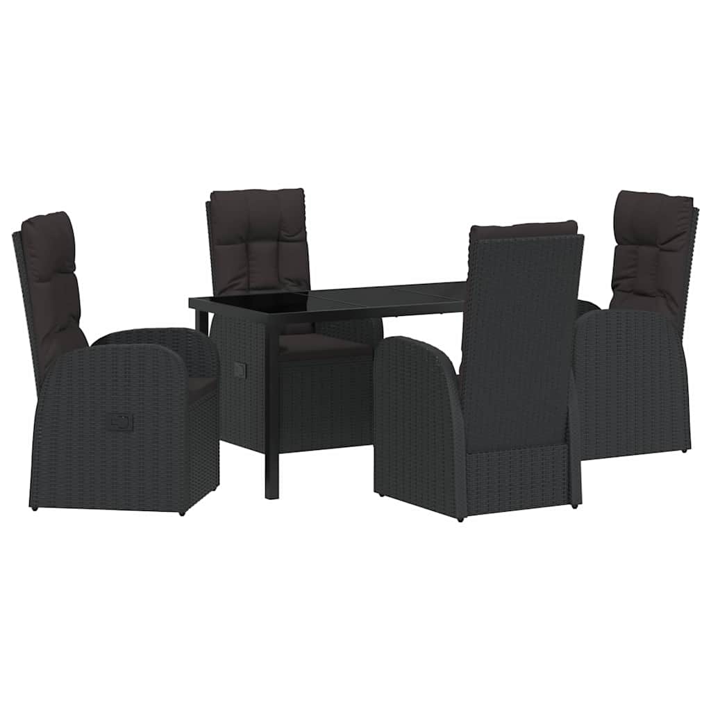 Have Spisebordssæt 5 stk. Sort polyrattan