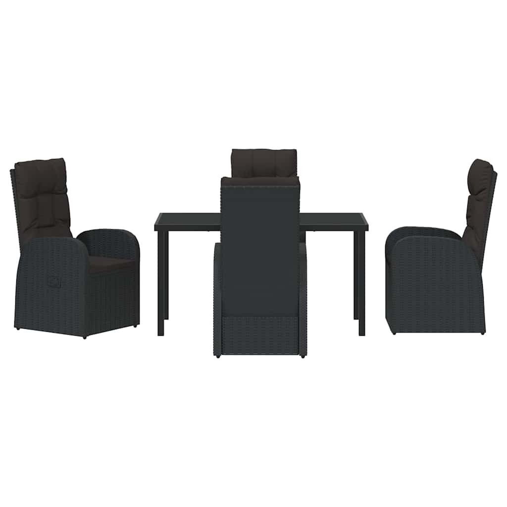 Have Spisebordssæt 5 stk. Sort polyrattan