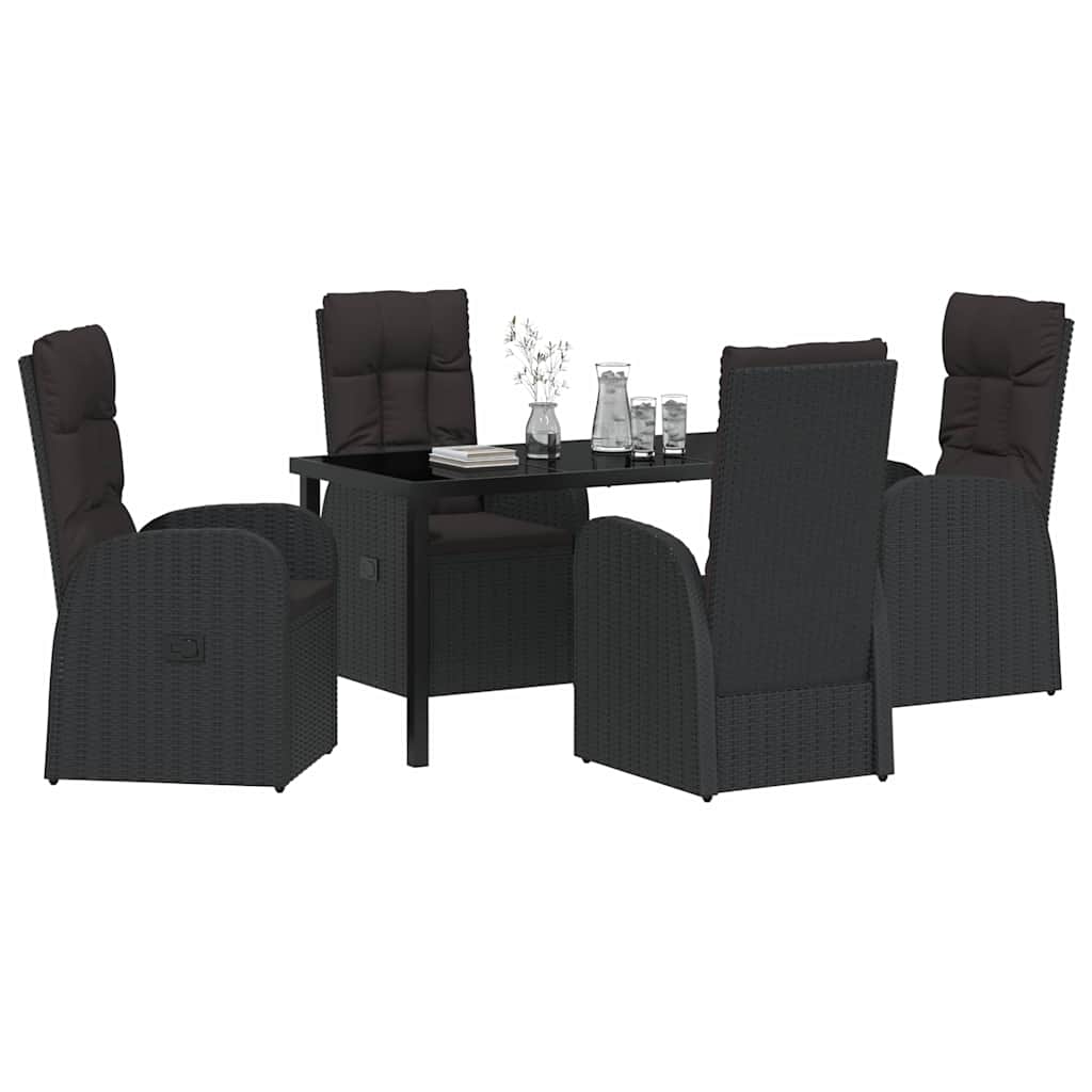 Have Spisebordssæt 5 stk. Sort polyrattan