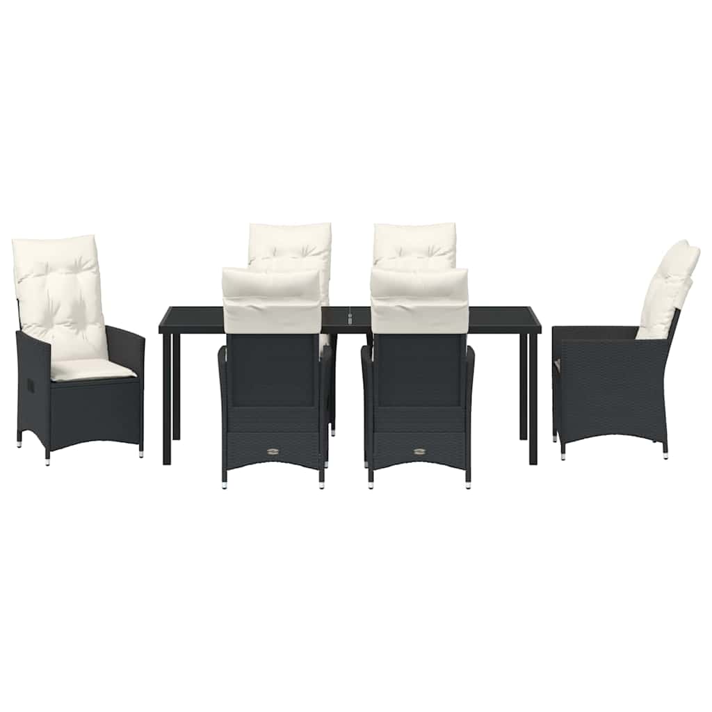 Have Spisebordssæt med pude 7 pcs Sort polyrattan