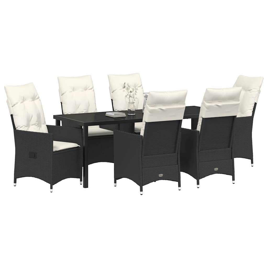 Have Spisebordssæt med pude 7 pcs Sort polyrattan