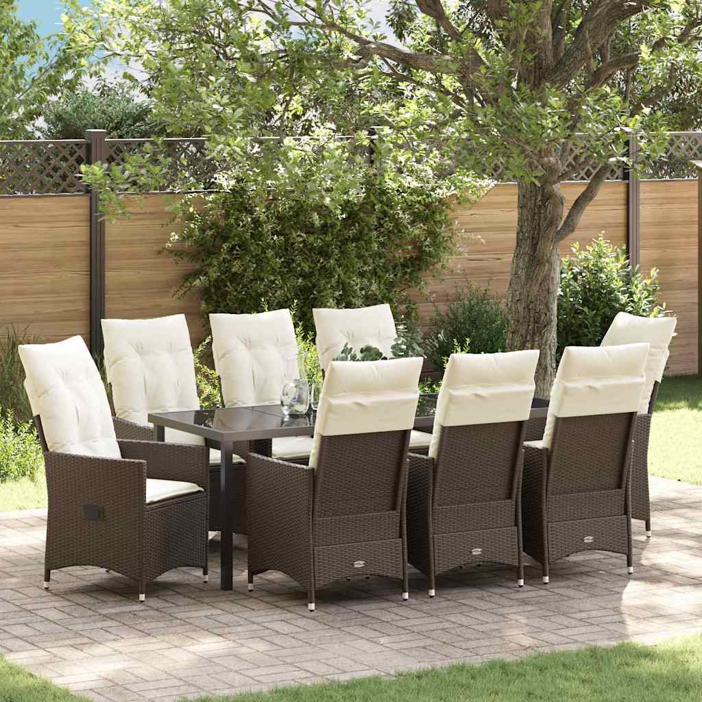 Have Spisebordssæt 9 pcs Brun polyrattan