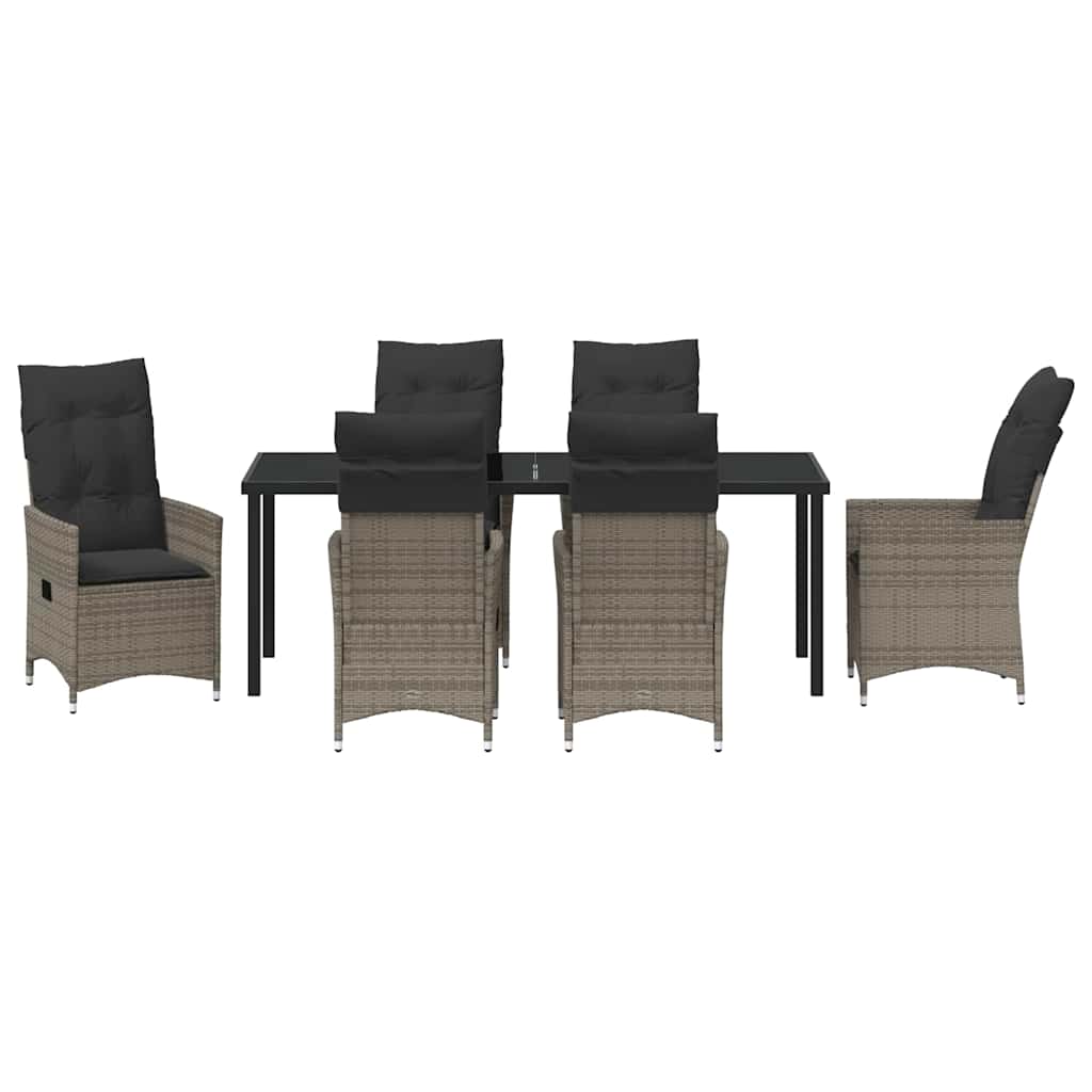 Have Spisebordssæt med pude 7 pcs Grå polyrattan