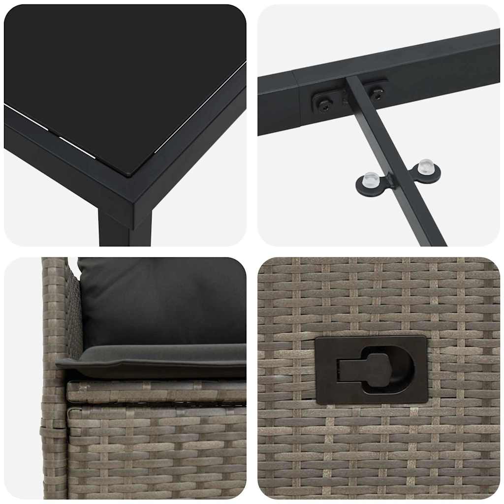 Have Spisebordssæt med pude 9 pcs Grå polyrattan