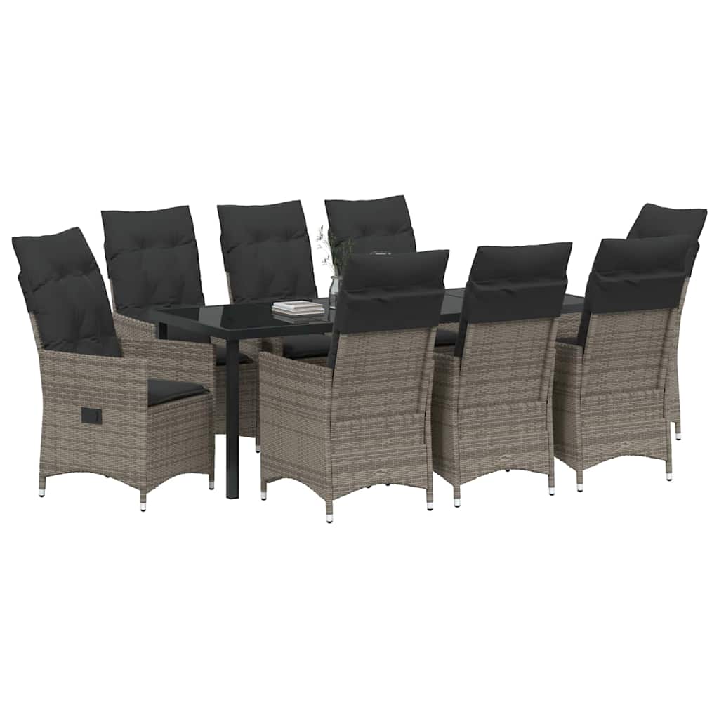 Have Spisebordssæt med pude 9 pcs Grå polyrattan