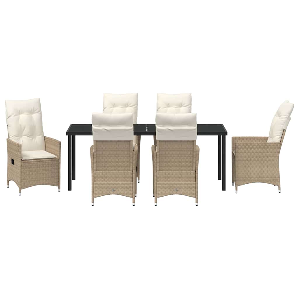 Have Spisebordssæt med pude 7 pcs Beige polyrattan
