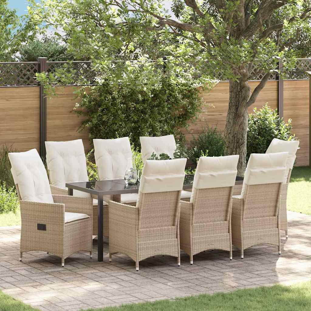 Have Spisebordssæt med pude 9 pcs Beige polyrattan