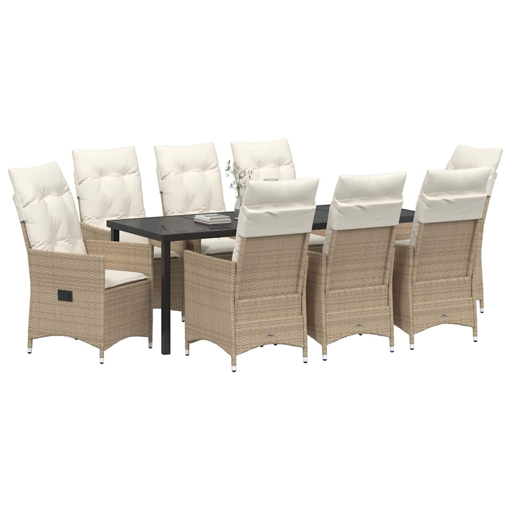 Have Spisebordssæt med pude 9 pcs Beige polyrattan