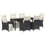 Have Spisebordssæt med pude 7 pcs Sort polyrattan
