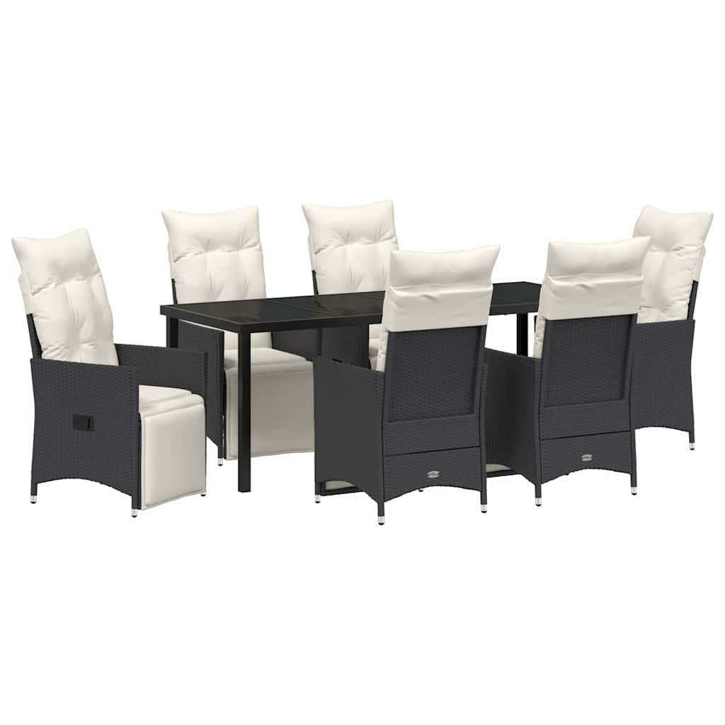 Have Spisebordssæt med pude 7 pcs Sort polyrattan