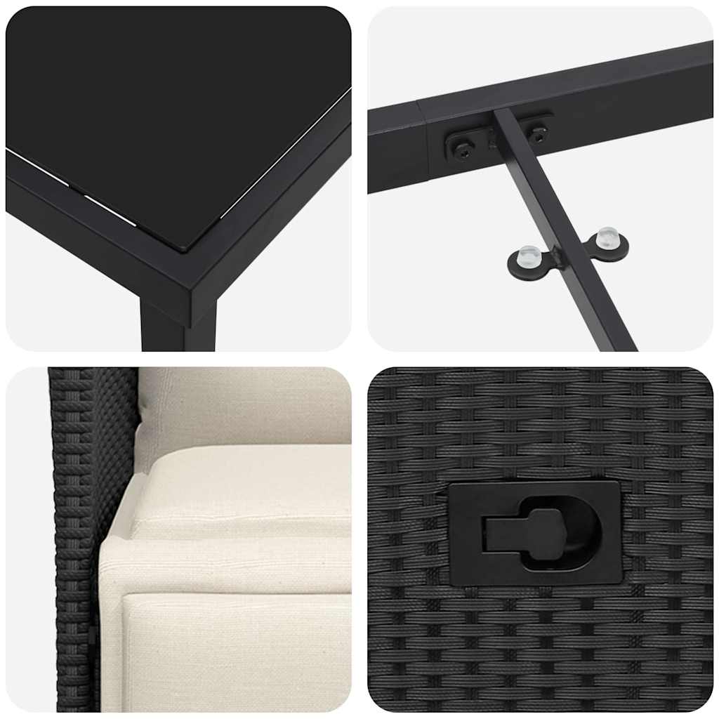 Have Spisebordssæt med pude 9 pcs Sort polyrattan