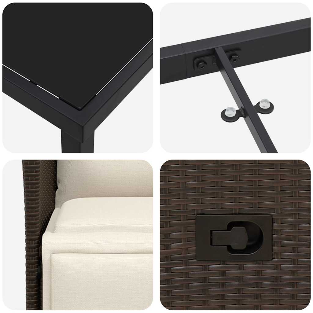 Have Spisebordssæt med pude 7 pcs Brun polyrattan