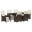 Have Spisebordssæt med pude 7 pcs Brun polyrattan
