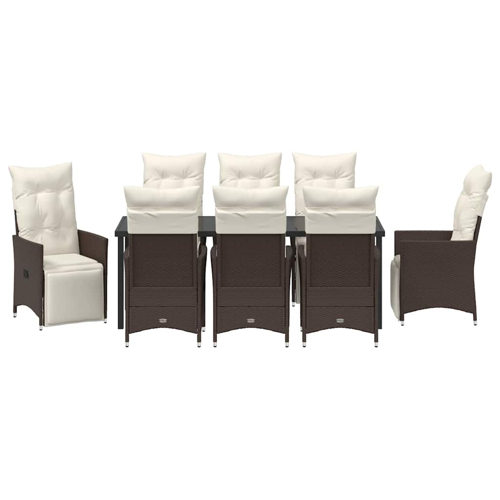 Have Spisebordssæt med pude 9 pcs Brun polyrattan