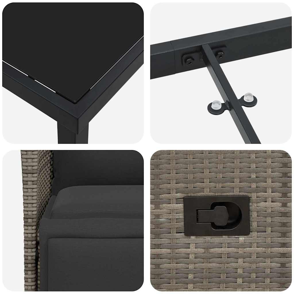 Have Spisebordssæt med pude 7 pcs Grå polyrattan