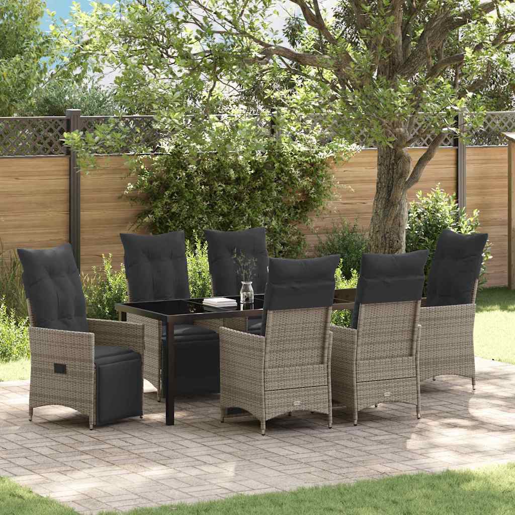 Have Spisebordssæt med pude 7 pcs Grå polyrattan