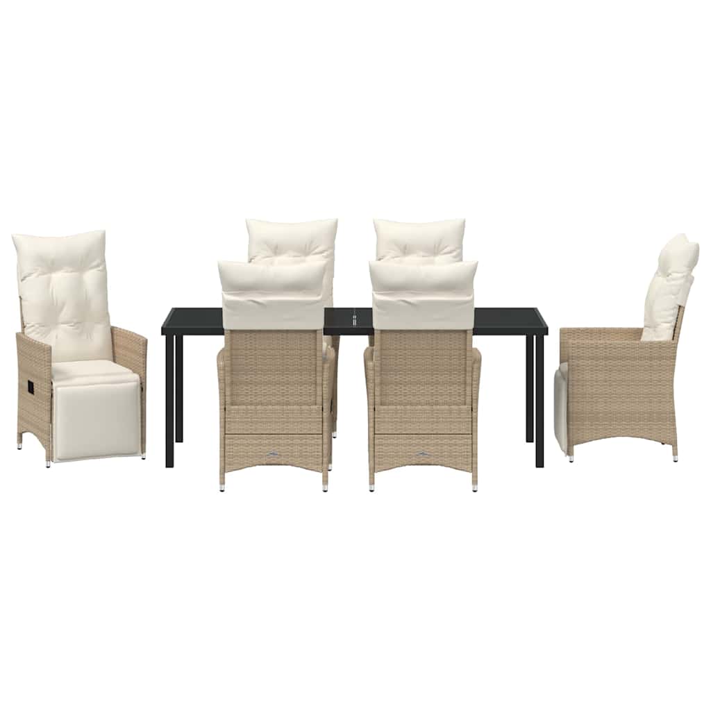 Have Spisebordssæt med pude 7 pcs Beige polyrattan