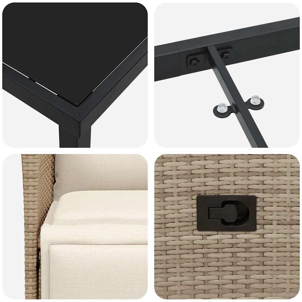 Have Spisebordssæt med pude 9 pcs Beige polyrattan
