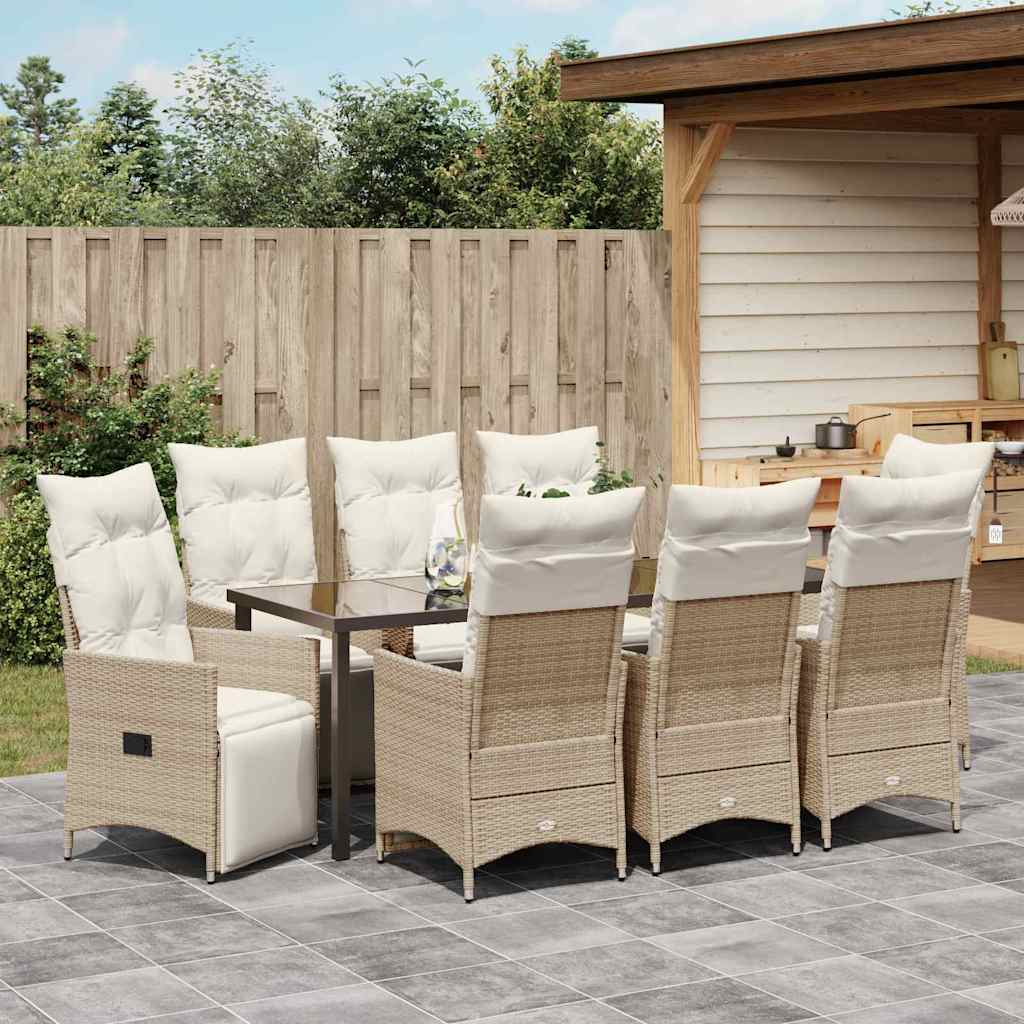 Have Spisebordssæt med pude 9 pcs Beige polyrattan