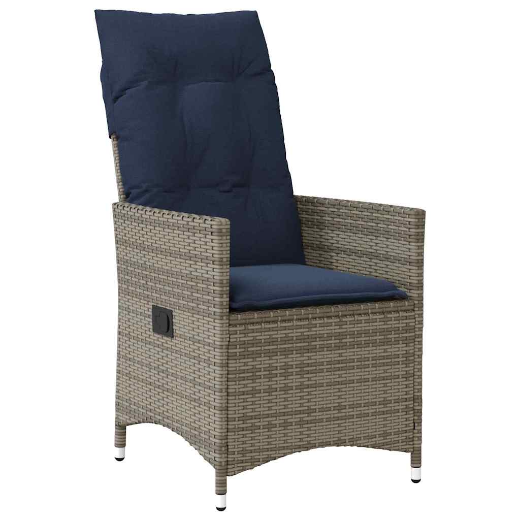 Bord- og stol sæt 5 stk. Grå PE Rattan