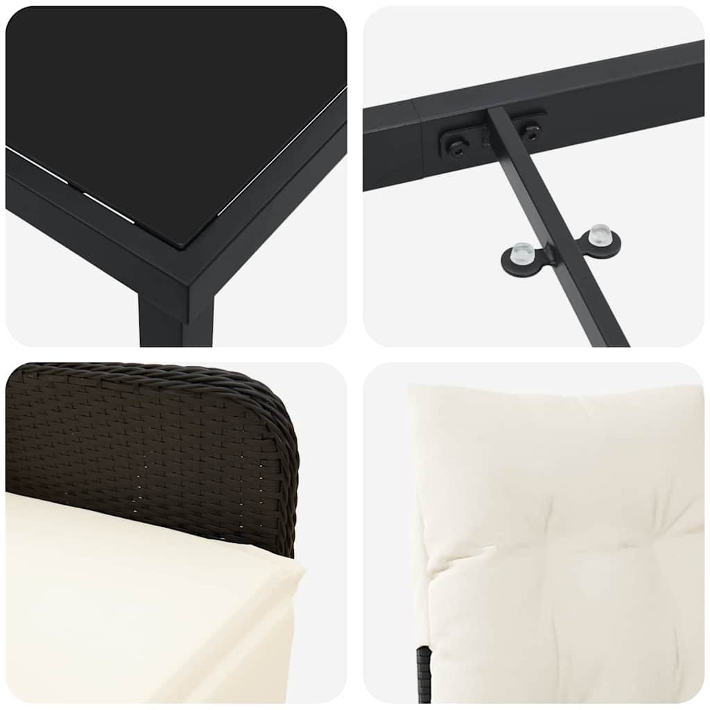 Have Spisebordssæt 5 stk. Sort polyrattan