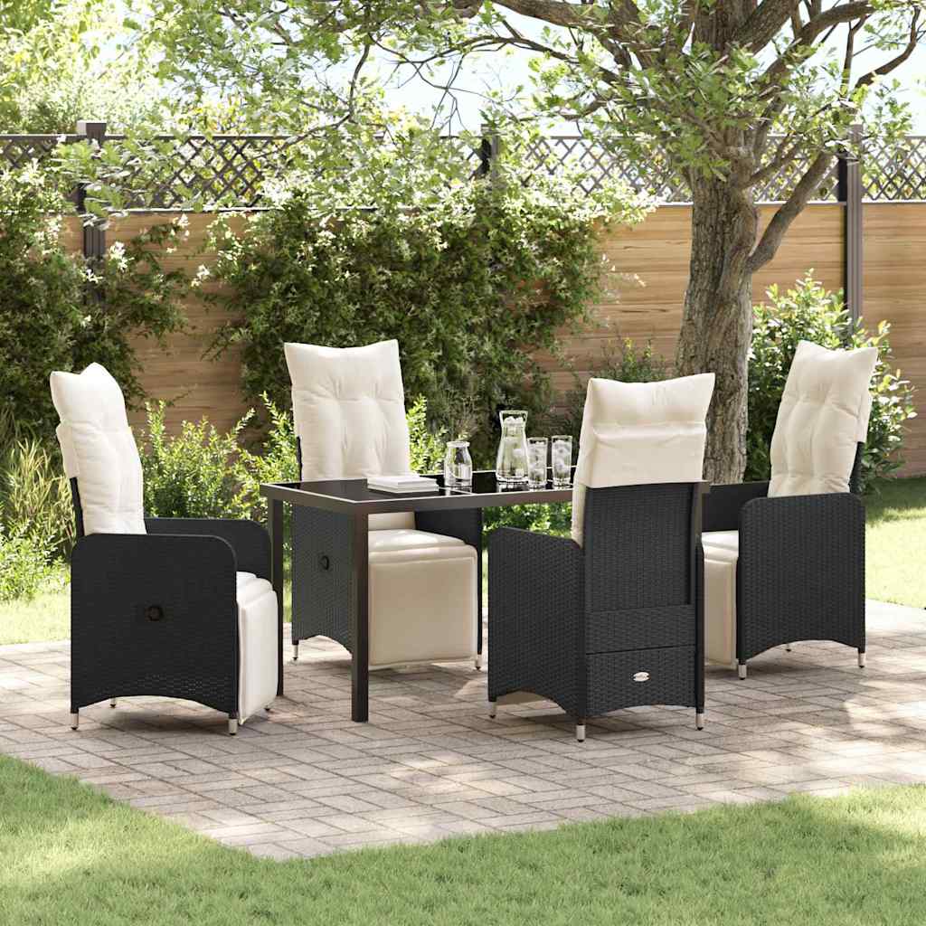 Have Spisebordssæt 5 stk. Sort polyrattan
