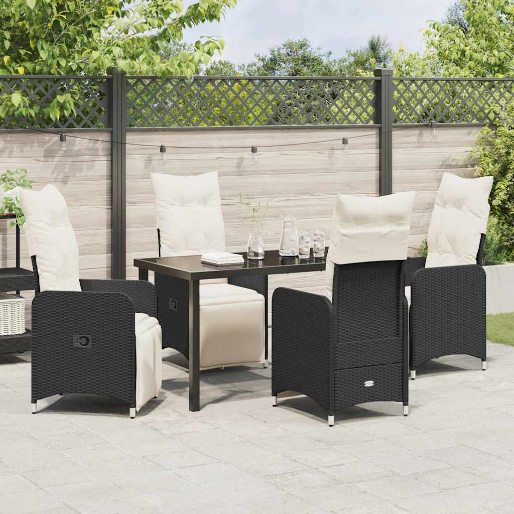 Have Spisebordssæt 5 stk. Sort polyrattan