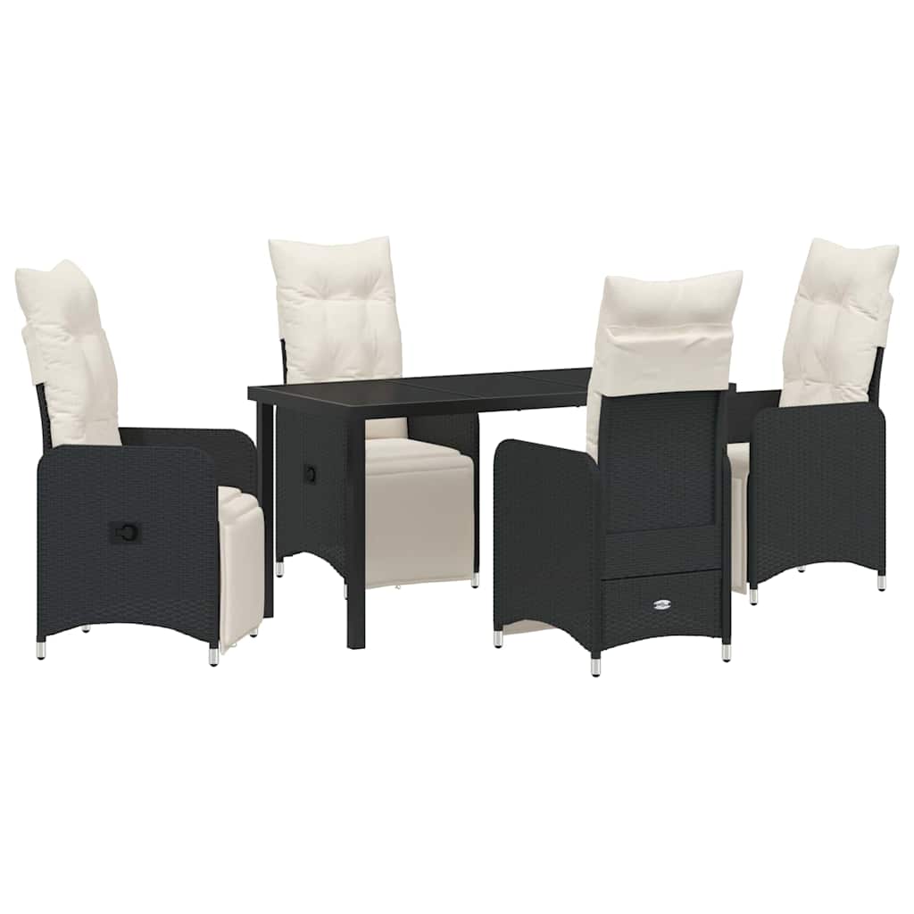 Have Spisebordssæt 5 stk. Sort polyrattan