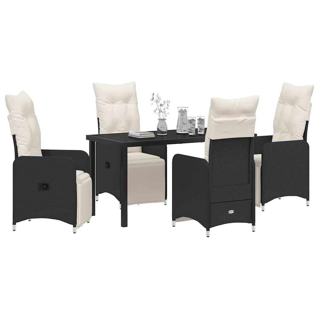 Have Spisebordssæt 5 stk. Sort polyrattan