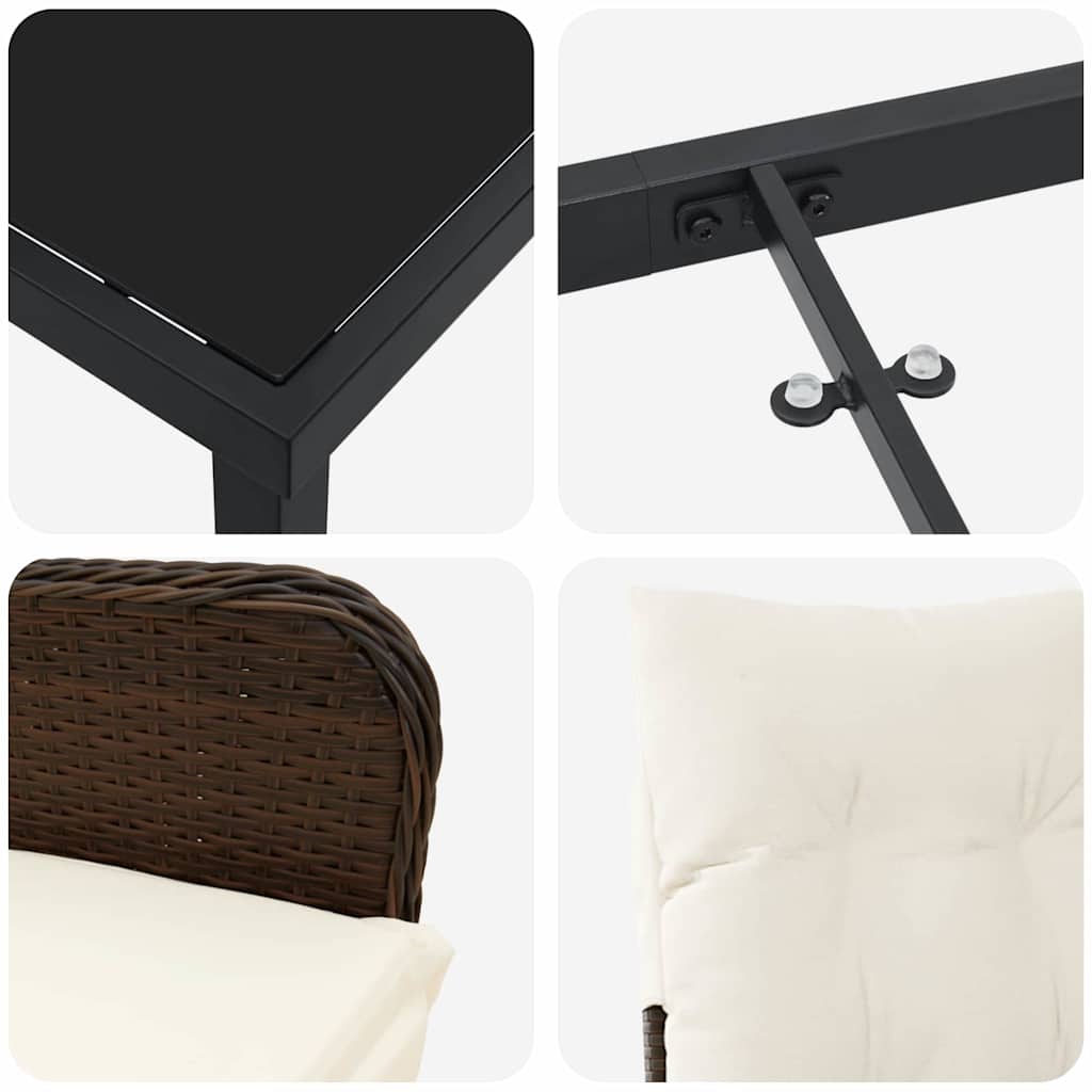 Have Spisebordssæt 5 stk. Brun polyrattan