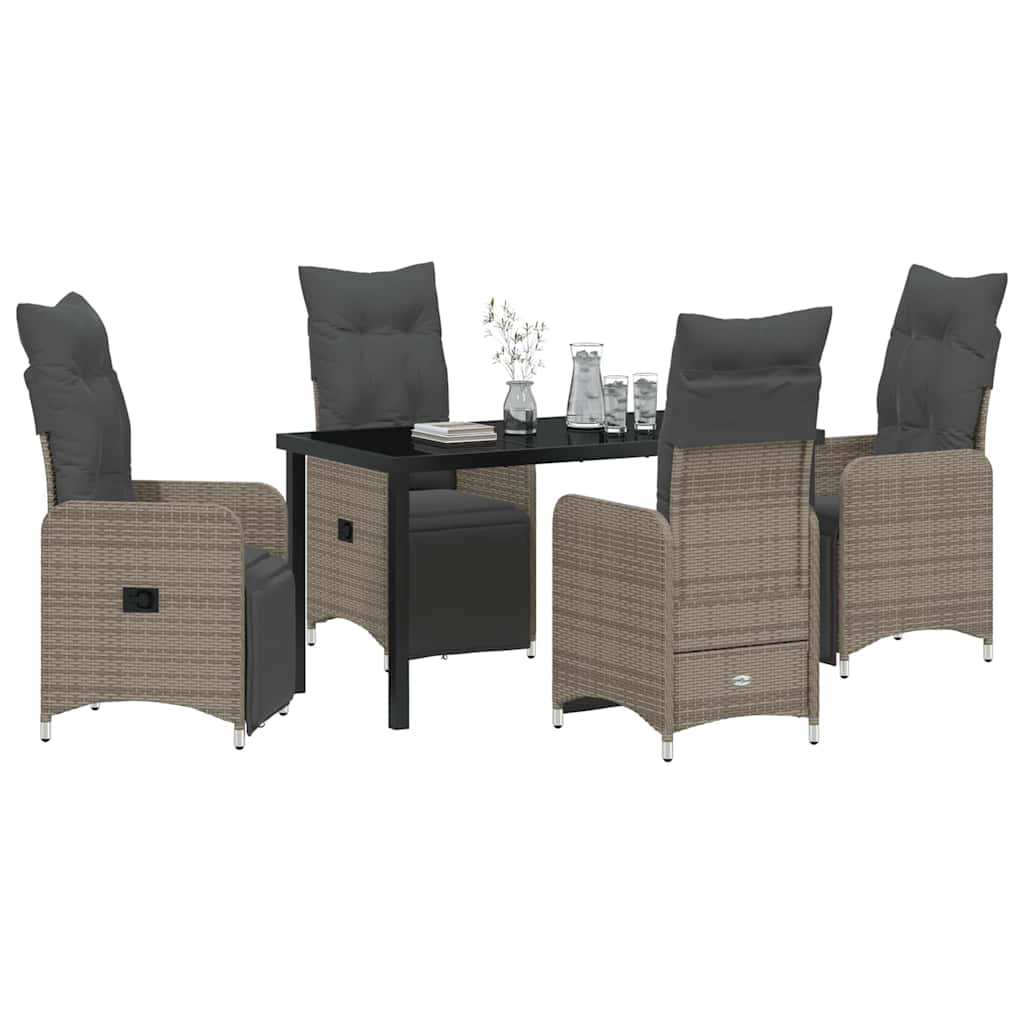 Have Spisebordssæt 5 stk. Grå polyrattan