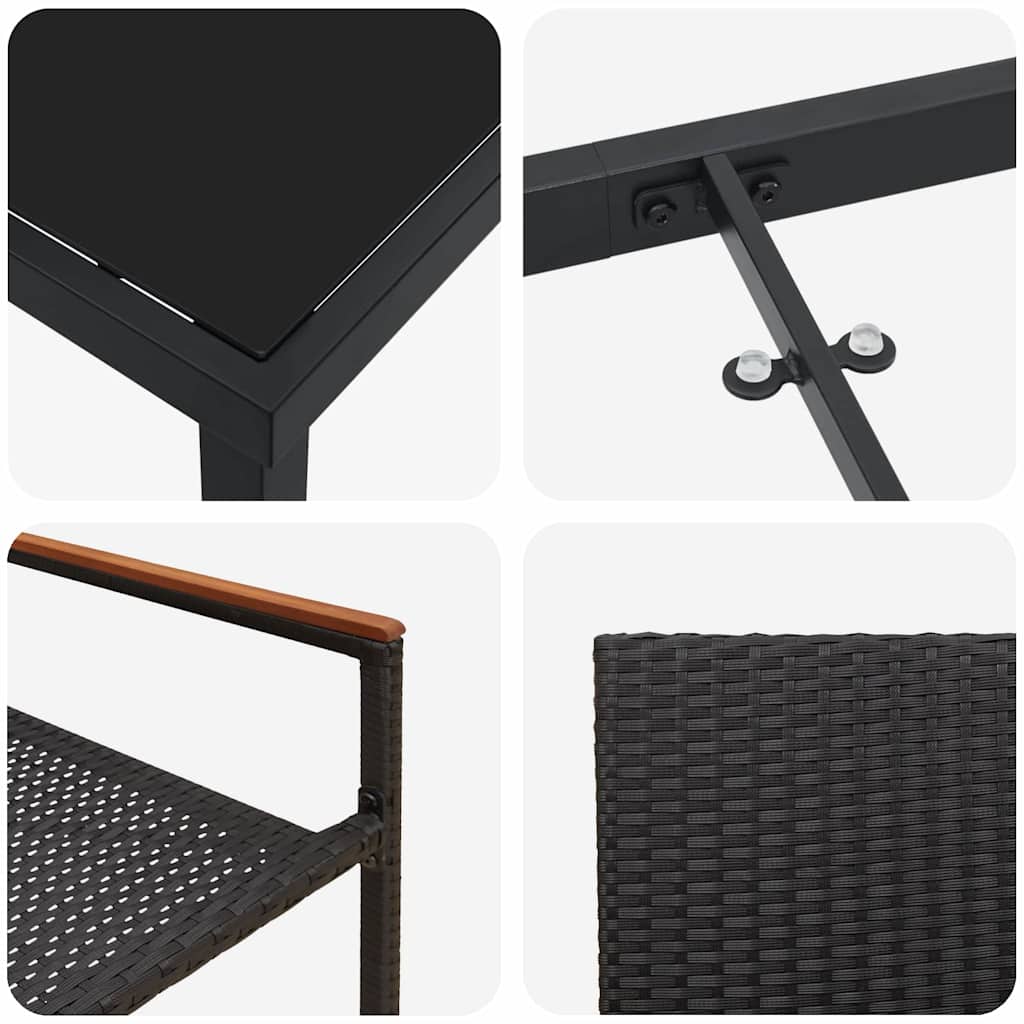 Have Spisebordssæt 5 stk. Sort polyrattan