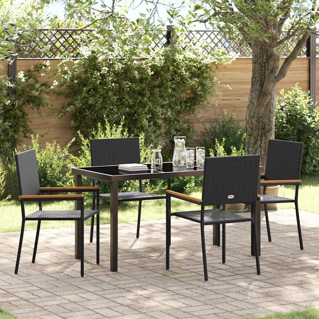 Have Spisebordssæt 5 stk. Sort polyrattan