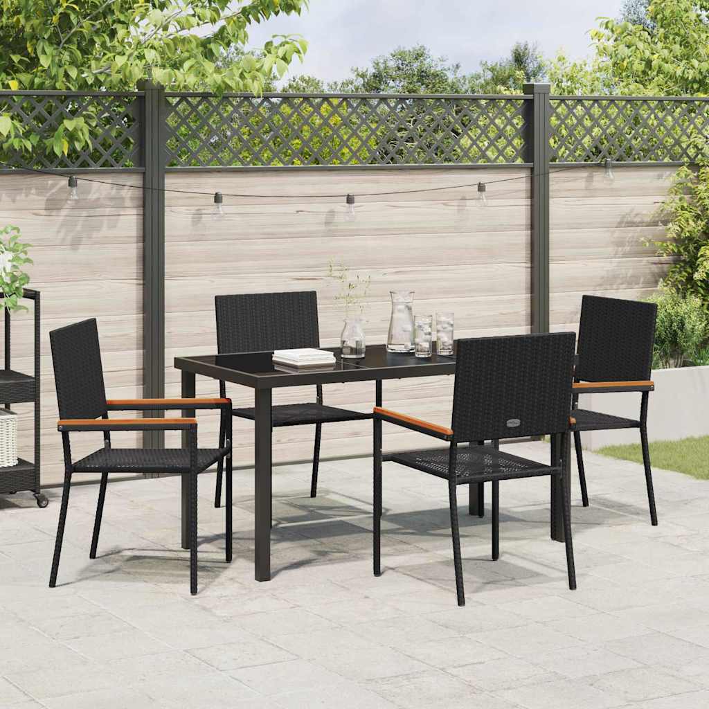 Have Spisebordssæt 5 stk. Sort polyrattan