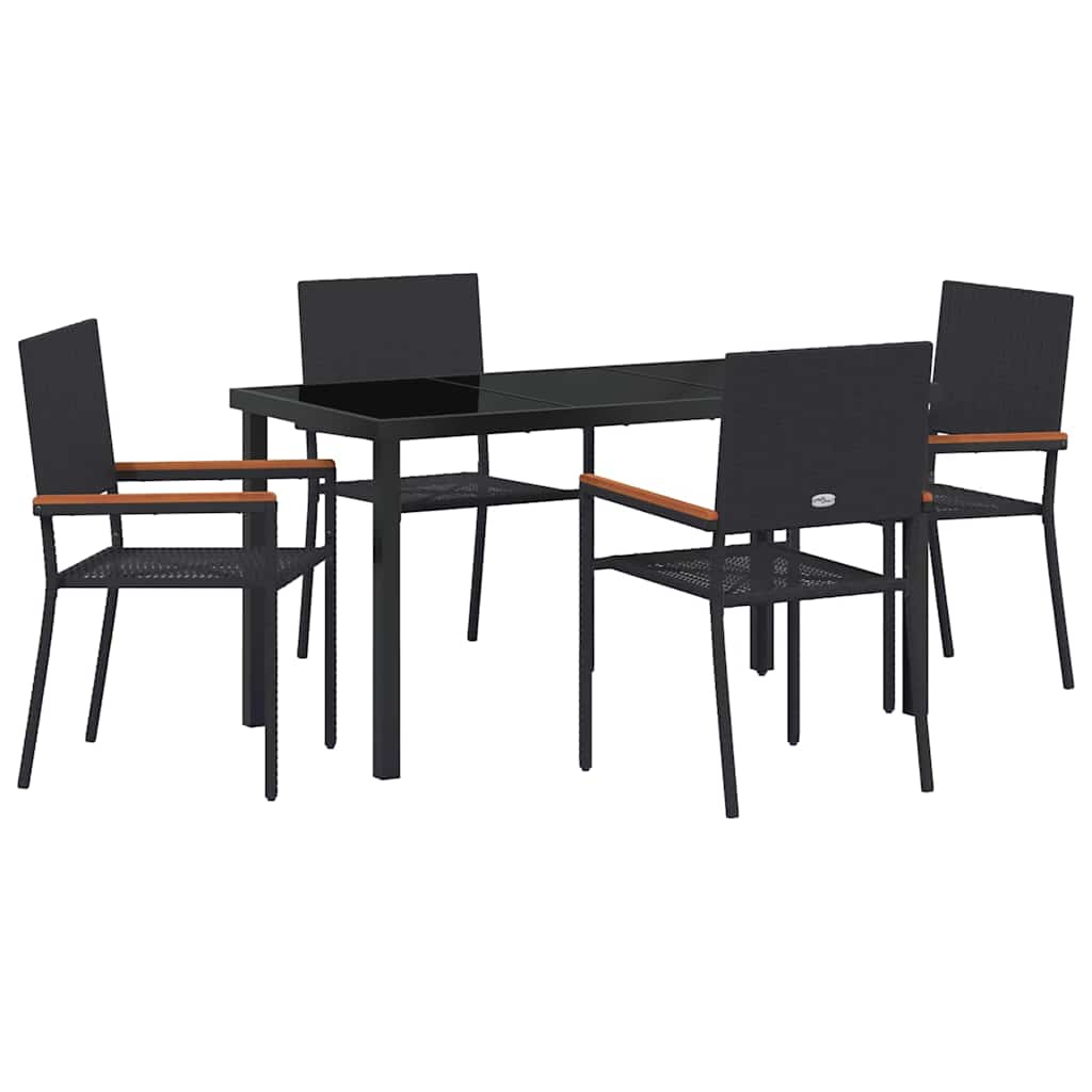 Have Spisebordssæt 5 stk. Sort polyrattan