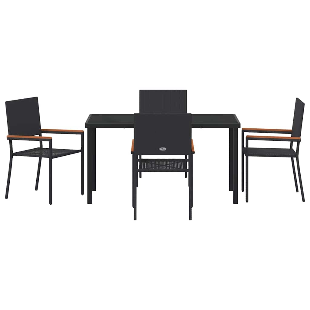 Have Spisebordssæt 5 stk. Sort polyrattan
