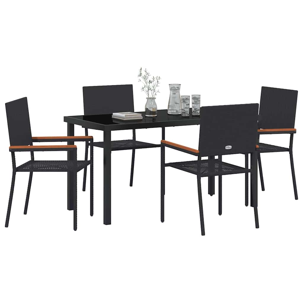 Have Spisebordssæt 5 stk. Sort polyrattan