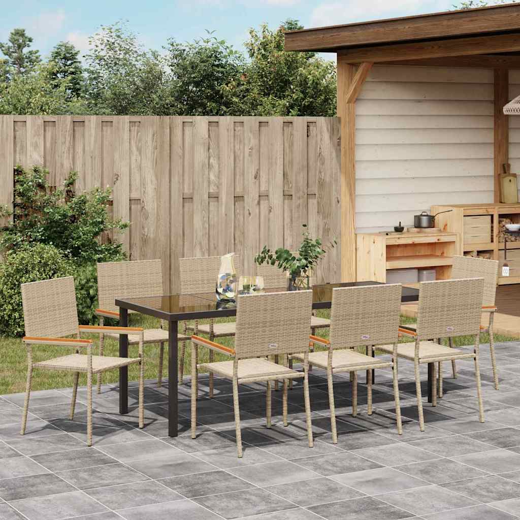 Have Spisebordssæt med pude 9 pcs Beige polyrattan
