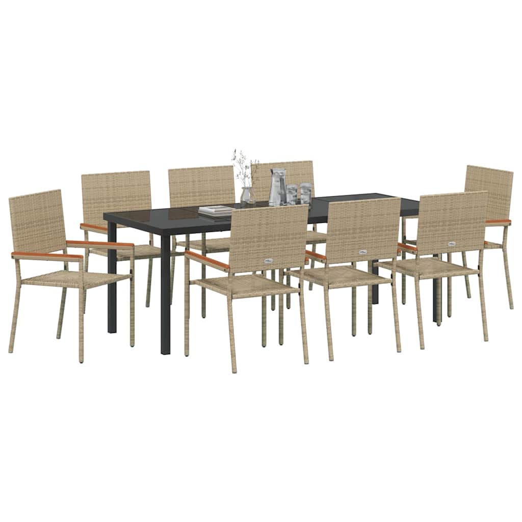 Have Spisebordssæt med pude 9 pcs Beige polyrattan